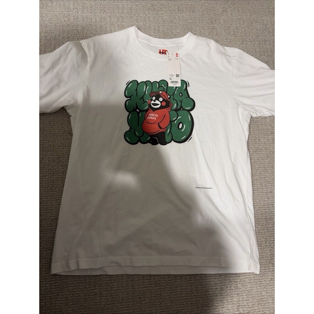NWT RARE UNIQLO GINZA JAPAN KUMAMON CUSTOM T-SHIRT KUMAMOTO SZ XL WHITE
